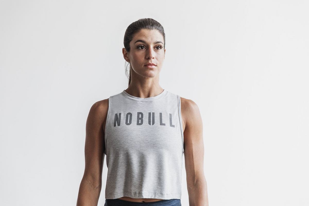 Nobull Muscle Women's Tank Tops Light Grey | Australia (AN8532)